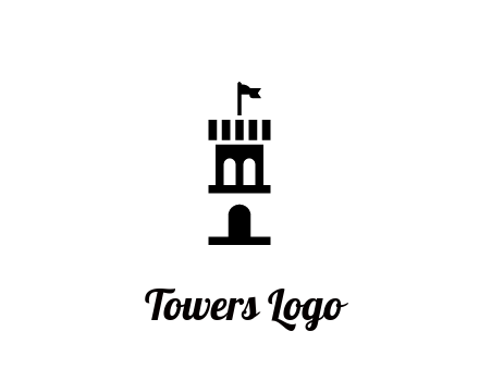 abstract negative spacing tower with flag