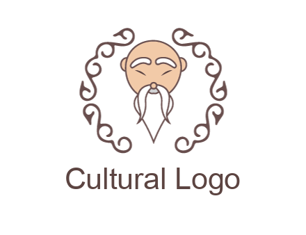 old man with long beard and mustache with swirl pattern
