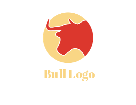 bull head with horn in circle shape