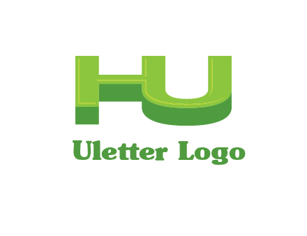 letter h and u in 3D shape logo