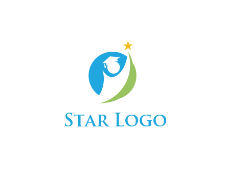 negative spacing student icon in circle with star