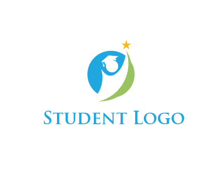 negative spacing student icon in circle with star