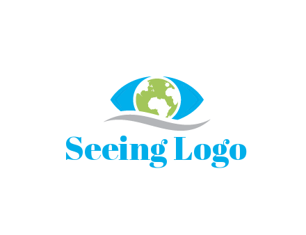 abstract eye with globe and swoosh