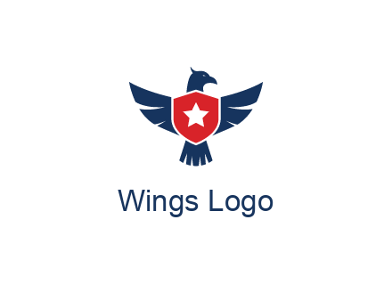 eagle behind shield with star