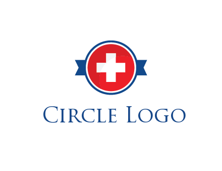 first aid sign in circle with ribbon