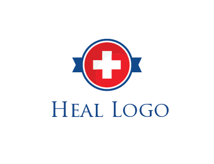 first aid sign in circle with ribbon