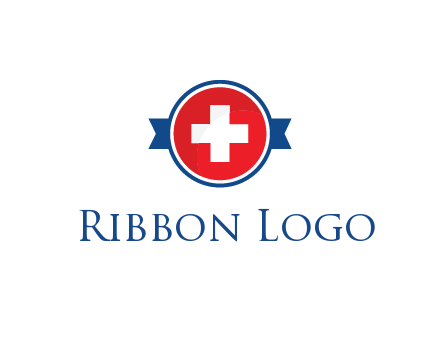 first aid sign in circle with ribbon