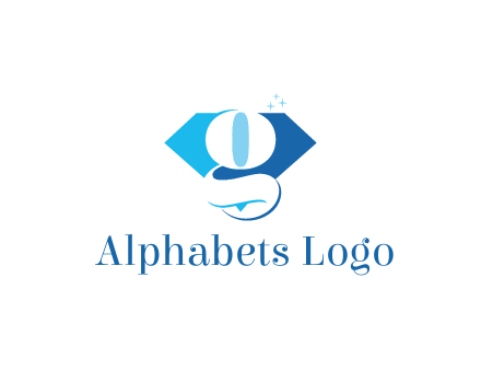 negative spacing letter G in diamond with sparkle