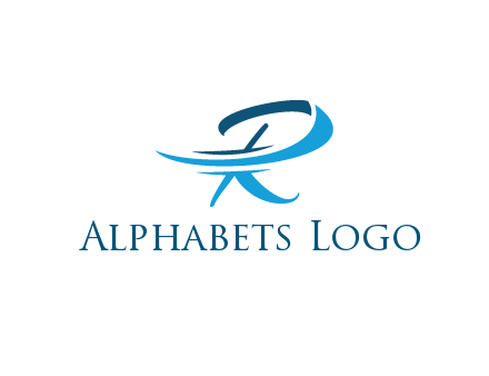 letter R with swooshes