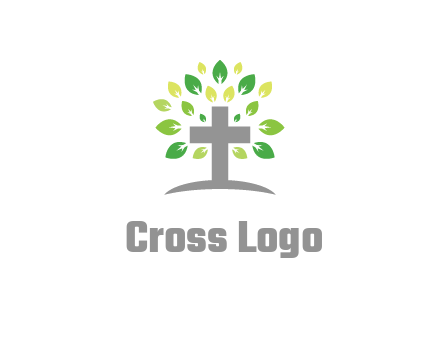 cross with swoosh and leaves