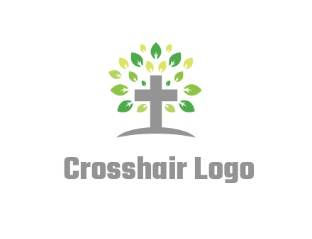 cross with swoosh and leaves