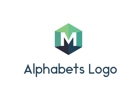 letter M in polygonal hexagon