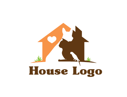 negative spacing dog with cat and bird in house