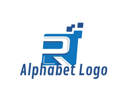 negative spacing letter R in square with pixels