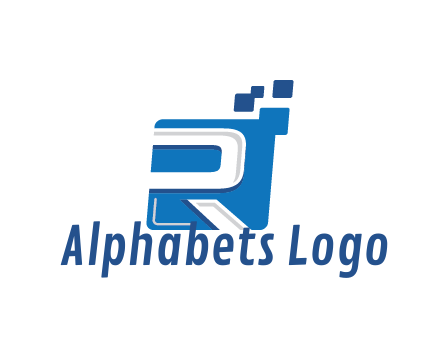 negative spacing letter R in square with pixels