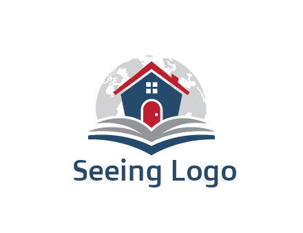 globe behind house with book