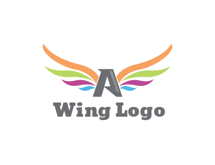 letter A with colorful wings