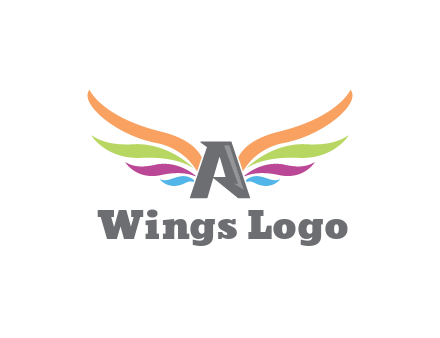 letter A with colorful wings