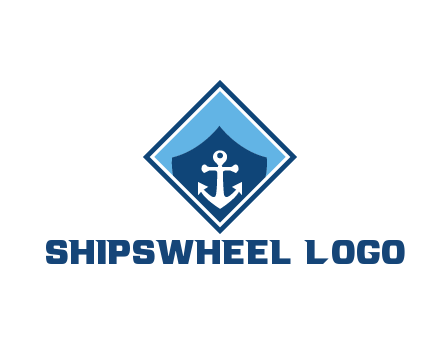 ship anchor in shield in polygon