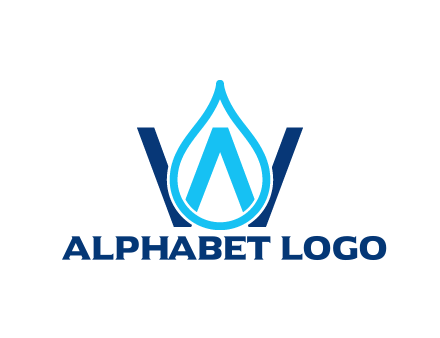 line art water droplet forming letter W