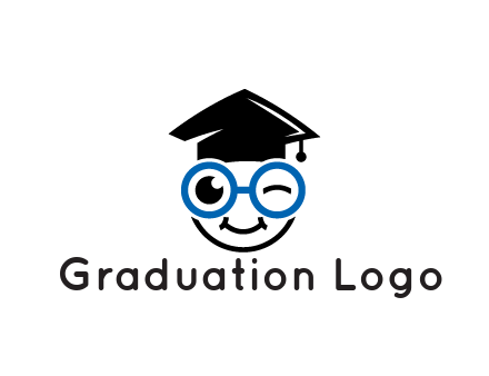 face with spectacles wearing graduating hat