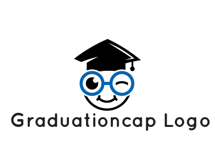 face with spectacles wearing graduating hat