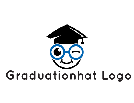 face with spectacles wearing graduating hat