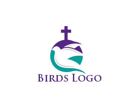 negative spacing dove in circle with cross