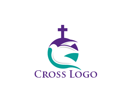 negative spacing dove in circle with cross