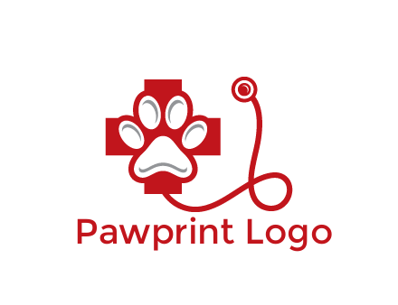 paw in first aid sign with stethoscope