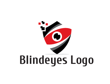 abstract eye in shield with pixels