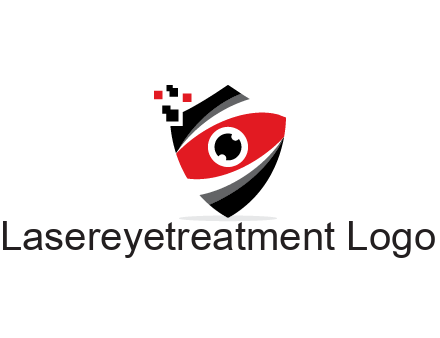abstract eye in shield with pixels