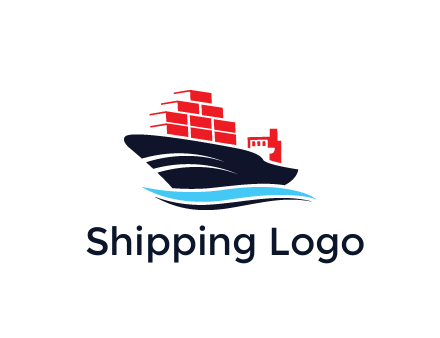 ship carrying containers trade logo