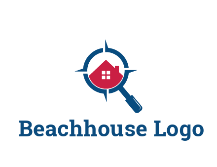 house in magnifying glass development logo