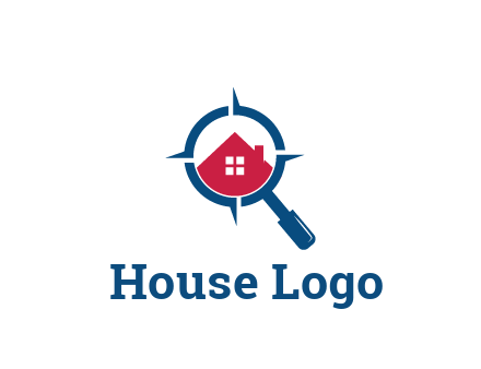 house in magnifying glass development logo