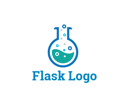 flask with bubbles and liquid pharmacy logo