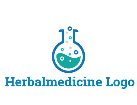 flask with bubbles and liquid pharmacy logo