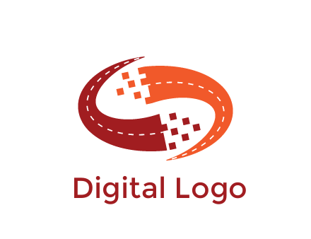 digital swoosh pixelated trade logo