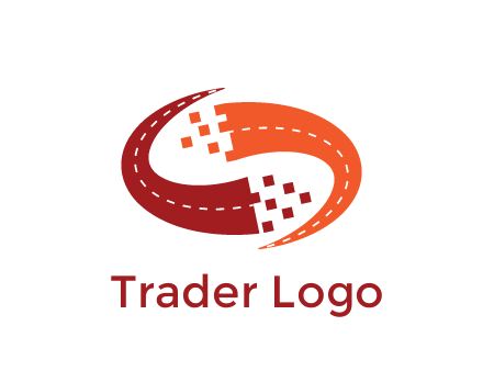 digital swoosh pixelated trade logo