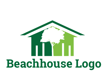 abstract house with negative spacing of tree home logo