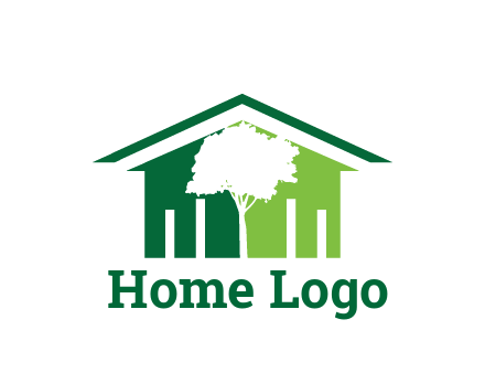 abstract house with negative spacing of tree home logo