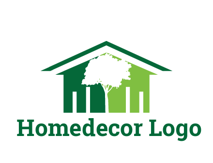 abstract house with negative spacing of tree home logo