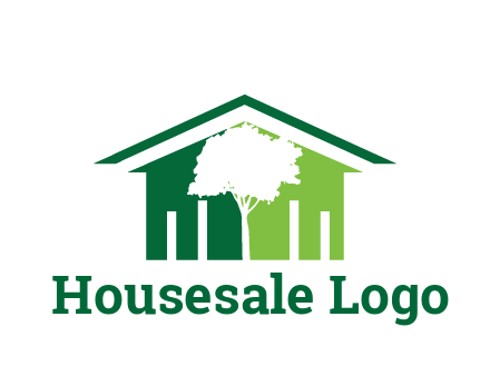 abstract house with negative spacing of tree home logo