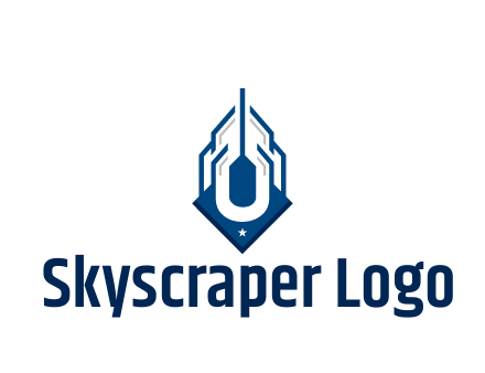 line art abstract skyscraper construction logo