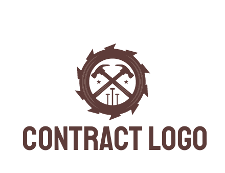 hammer and nails in blade construction logo