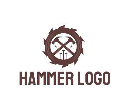 hammer and nails in blade construction logo