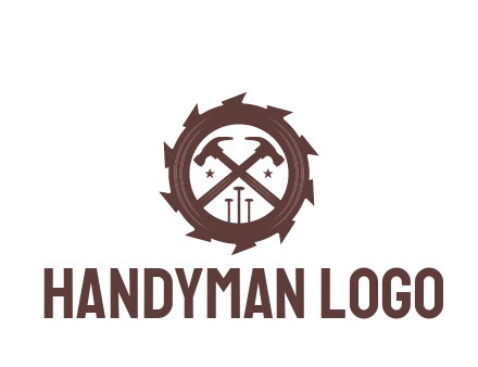 hammer and nails in blade construction logo