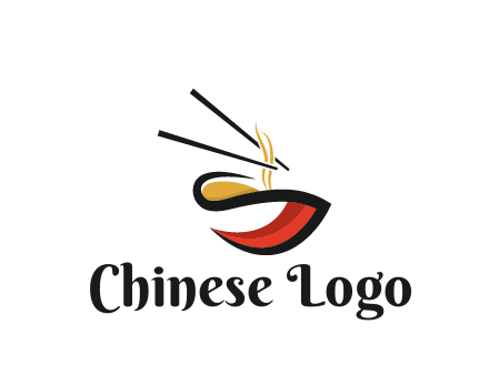 abstract noodle bowl with chopsticks restaurant logo