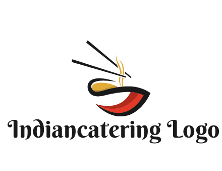 abstract noodle bowl with chopsticks restaurant logo