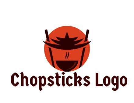 chopsticks with soup bowl food logo